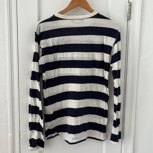 Junya Watanabe M 100% cotton blue/white striped woven long sleeve t-shirt - Picture 3 of 6